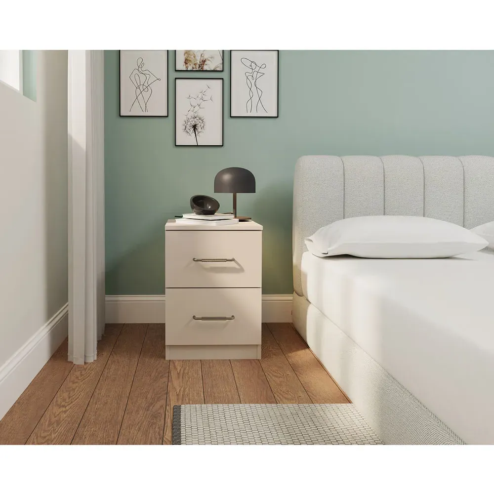 Eloise 2 Drawer Bedside Table - Cashmere