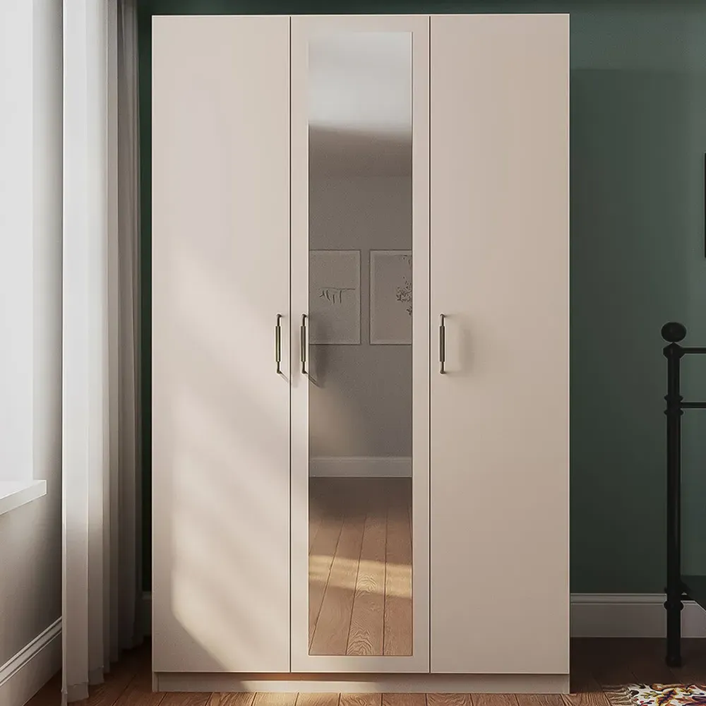 Eloise 3 Door Wardrobe with Mirror - Cashmere