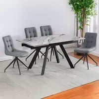 Elora Extendable Dining Table - Grey, Marble