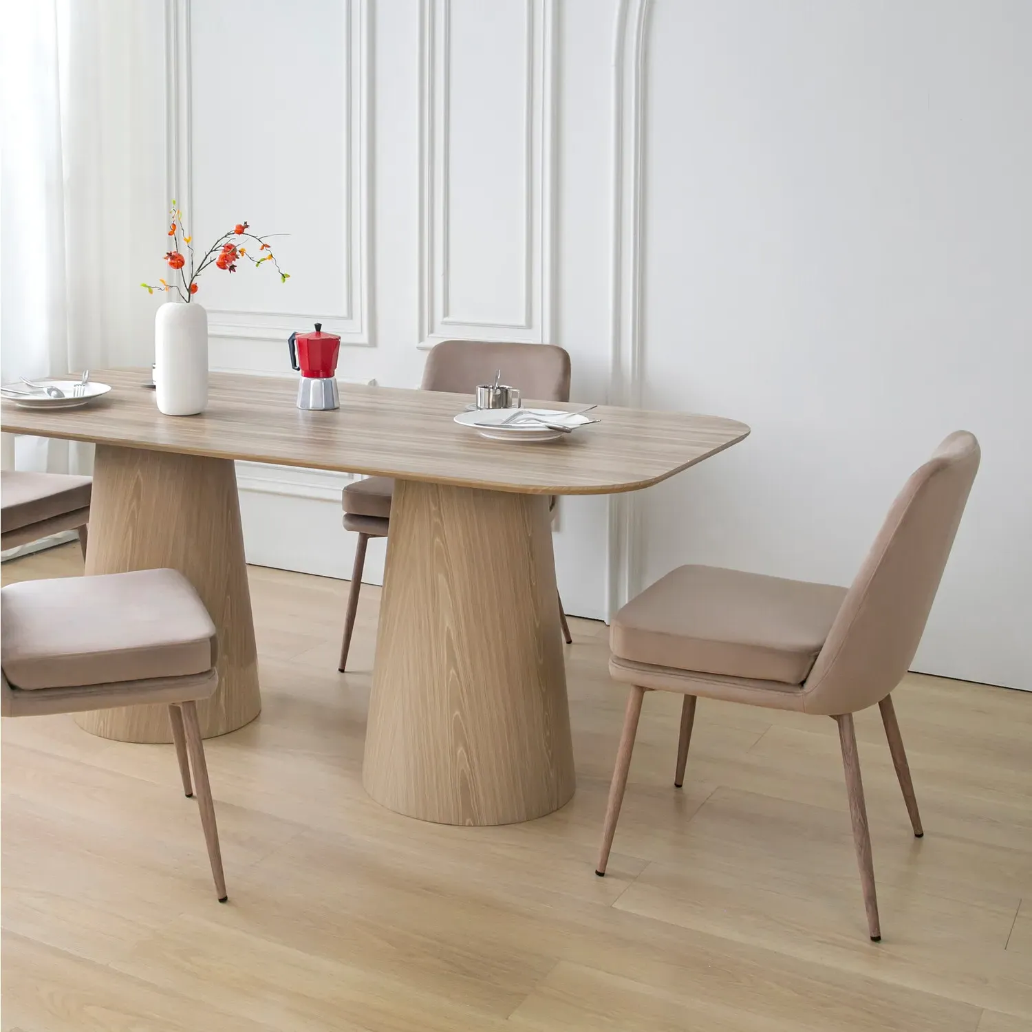 Elowyn Dining Chairs Set of 2 - Taupe, Velvet