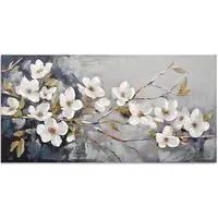 Embellished Flower Canvas - Dusky Blue