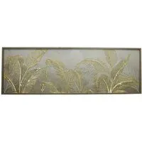 Embellished Gold Leaves Framed Print - Grey