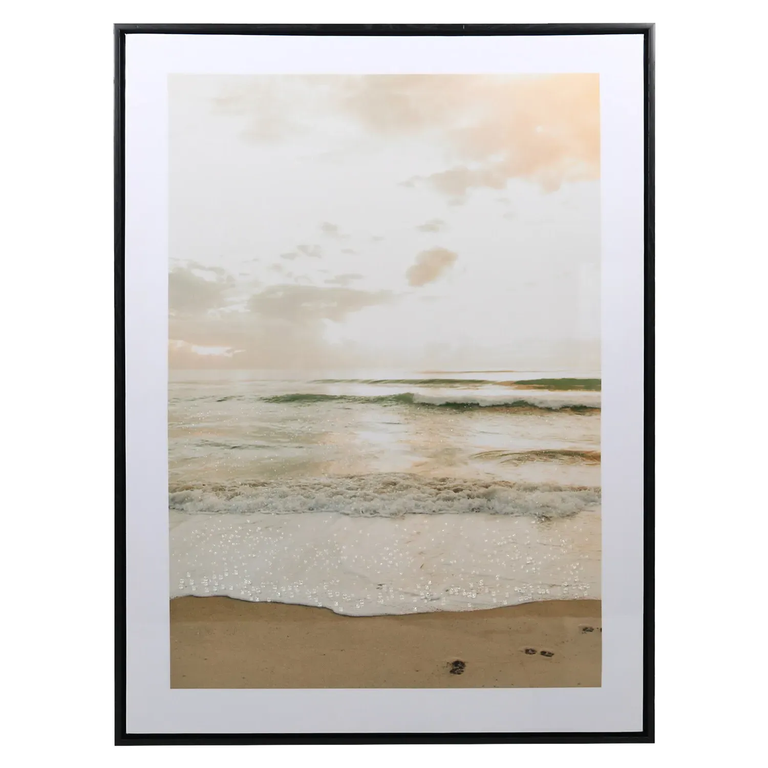 Embellished Seashore Scene Framed Canvas 60 x 80cm image