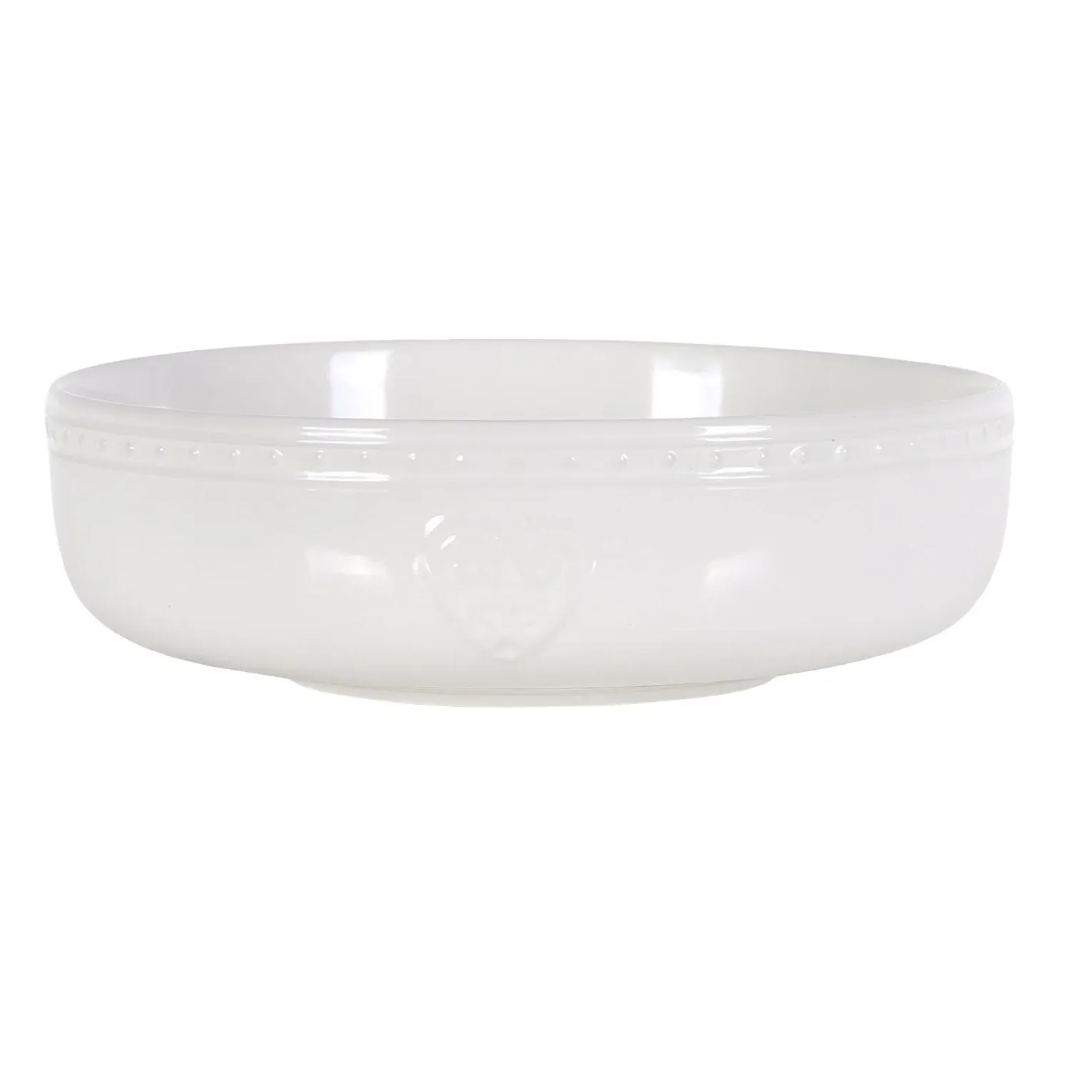 Embossed Heart 7" Pasta Bowl - White