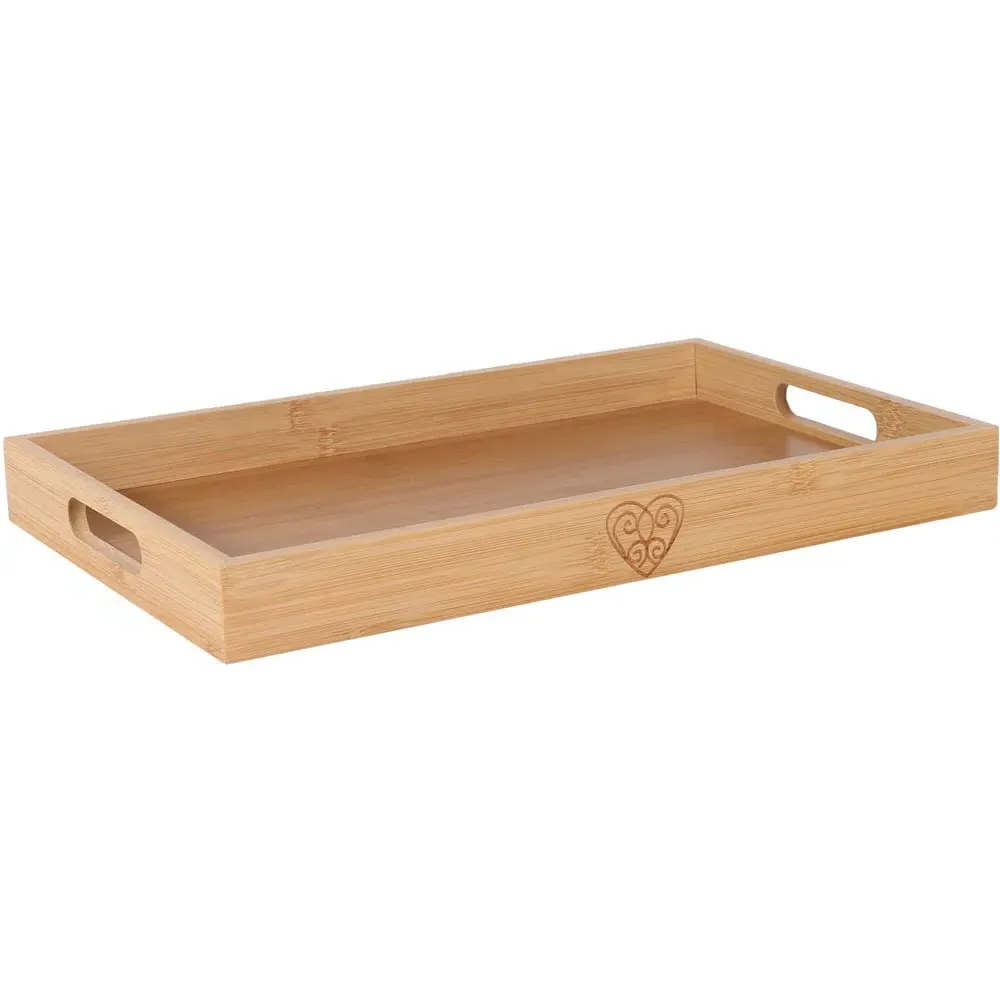 Embossed Hearts Serving Tray - Bamboo
