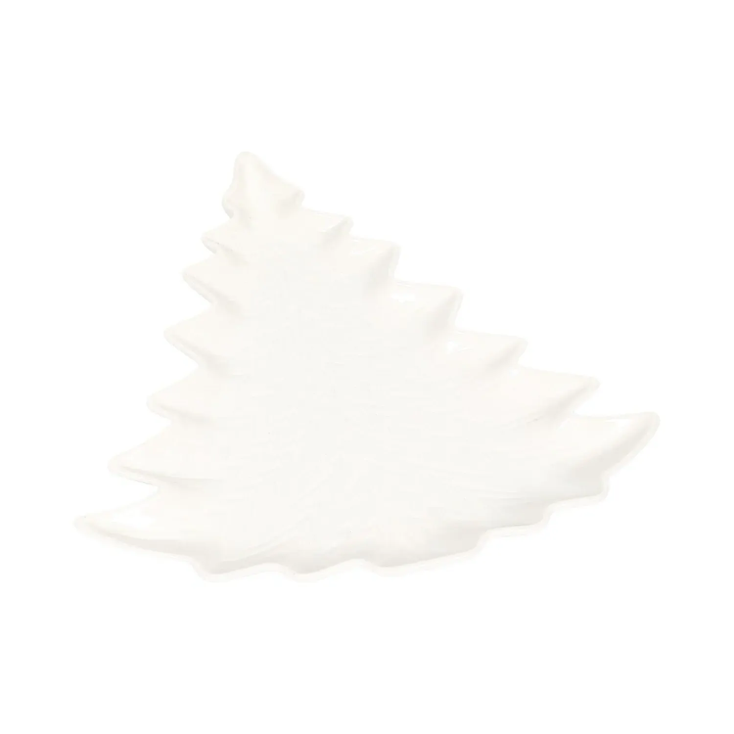 Embossed Xmas Tree Plate - White