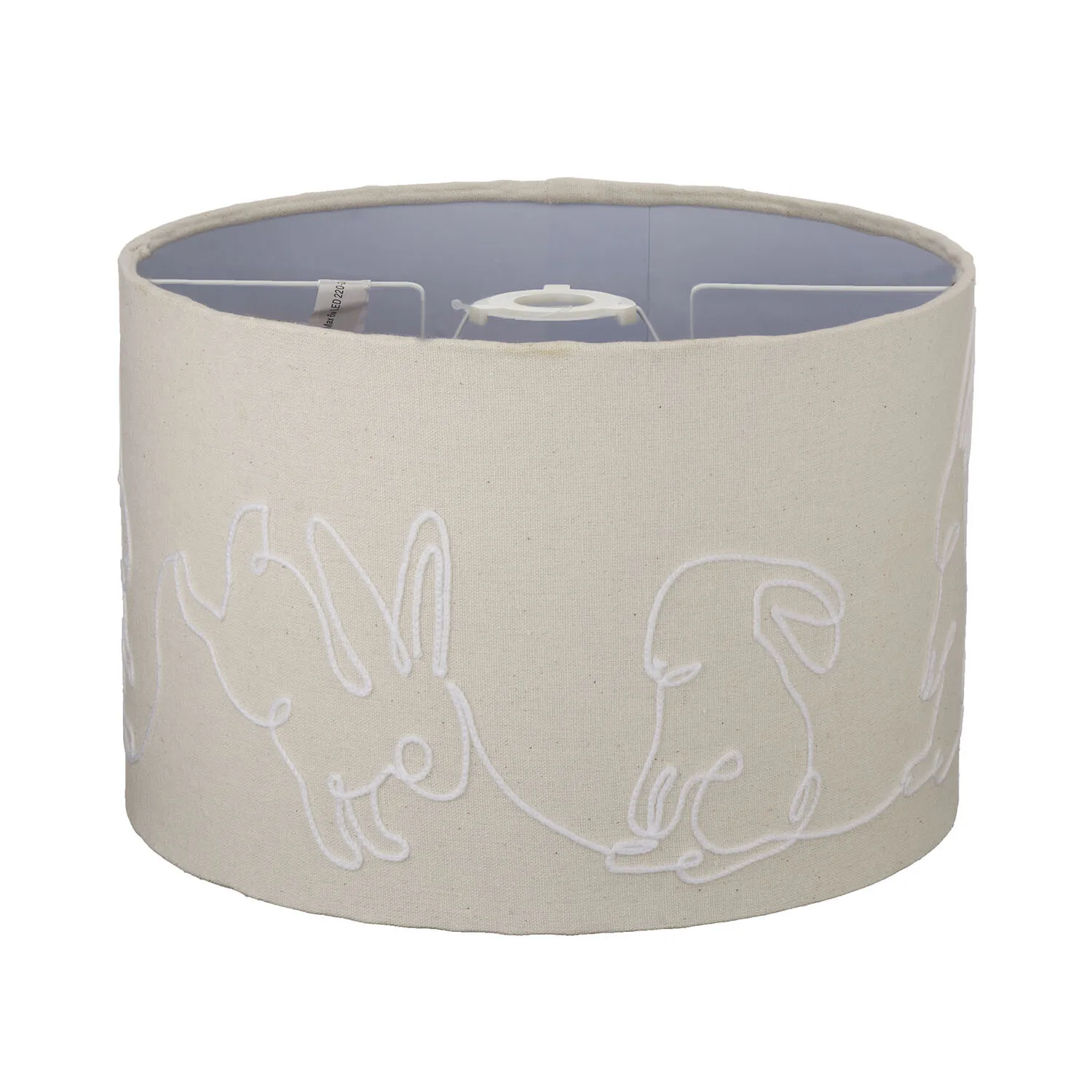 Embroidered Bunny Lamp Shade - White