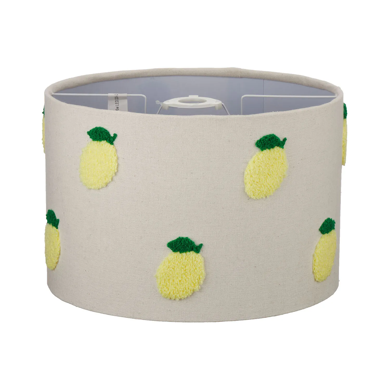 Embroidered Lemon Lamp Shade - Yellow, White