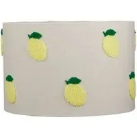 Embroidered Lemon Lamp Shade - Yellow, White