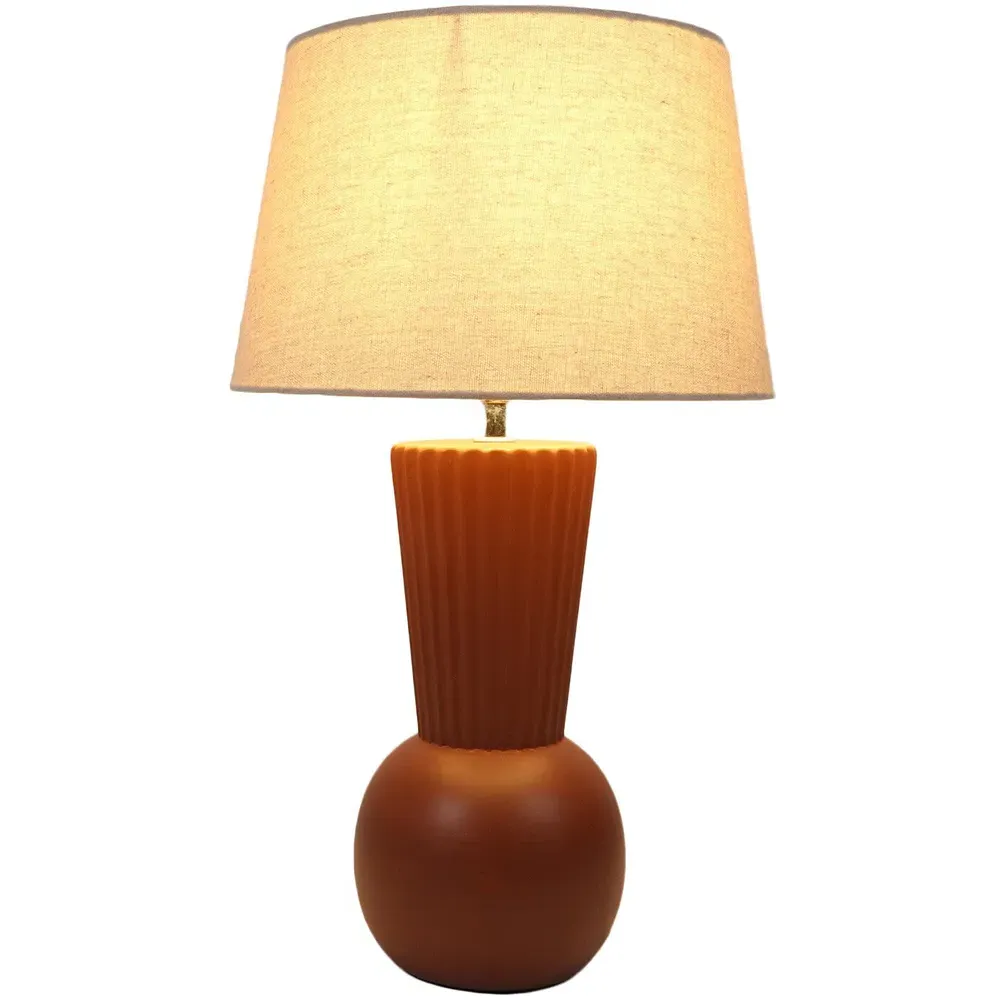 Emerie Fluted Table Lamp - Rust, Ceramic