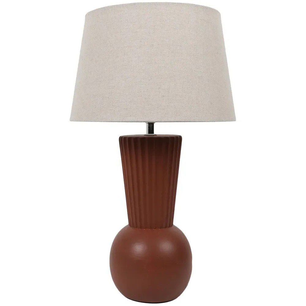 Emerie Fluted Table Lamp - Rust, Ceramic image