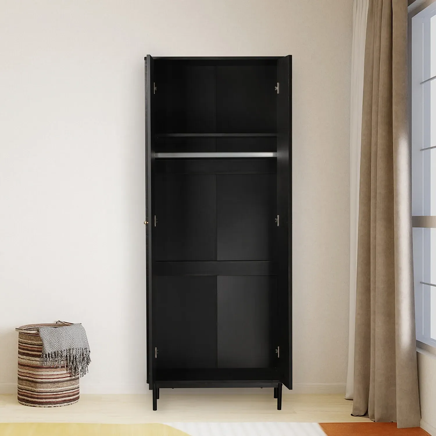 Emilia 2 Door Wardrobe - Black
