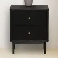 Emilia 2 Drawer Bedside Table - Black