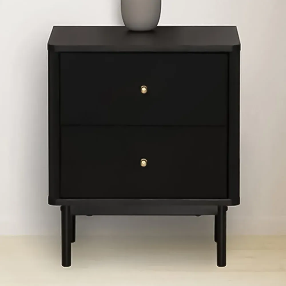 Emilia 2 Drawer Bedside Table - Black