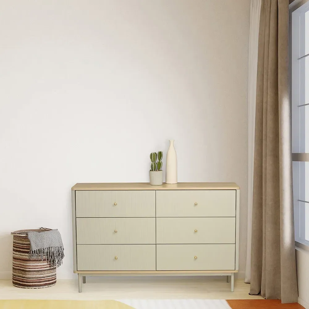 Emilia 6 Drawer Chest of Drawers - Cream