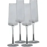 Enya Ribbed Champagne Flutes 4 Pack - Clear