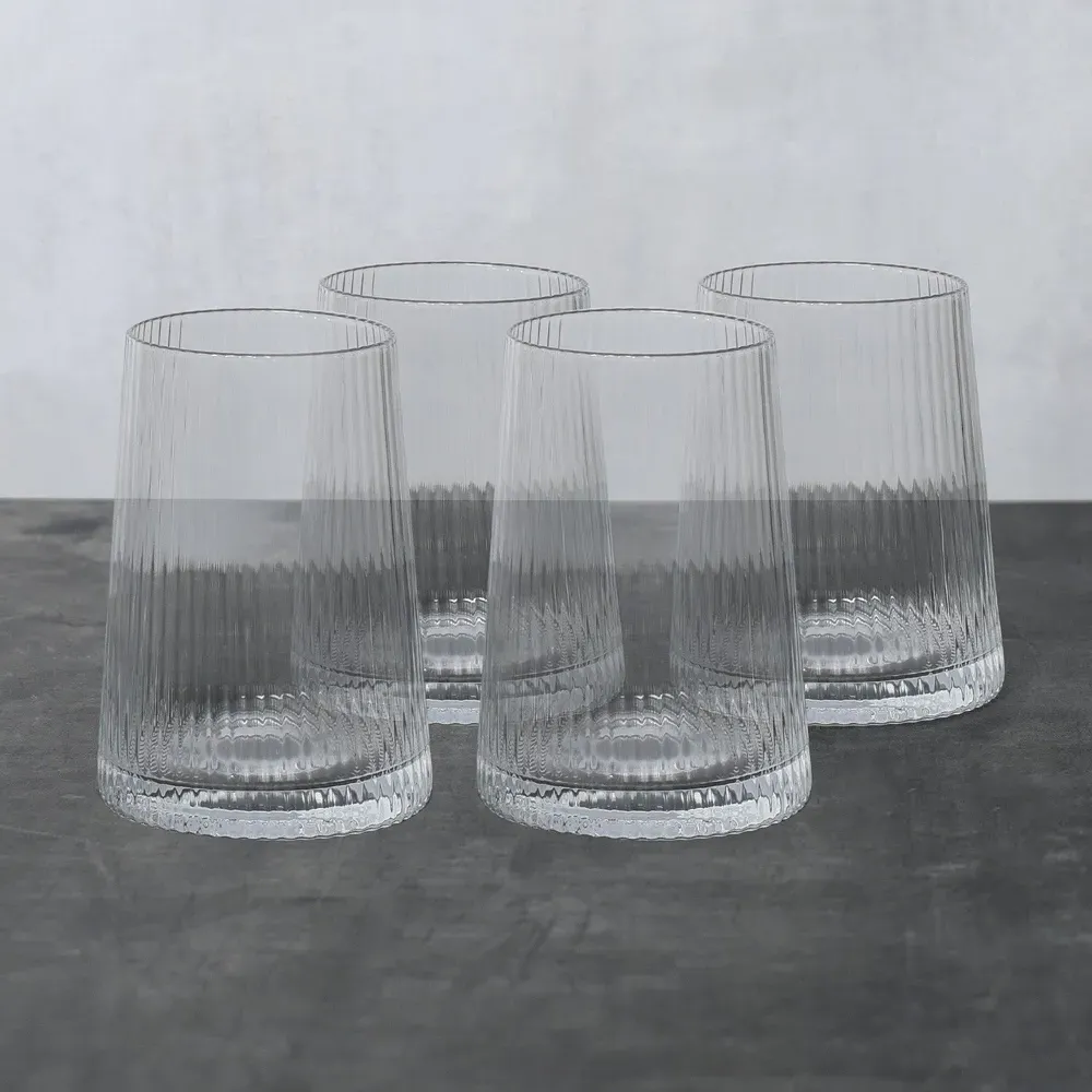 Enya Ribbed Tumblers 4 Pack - Clear