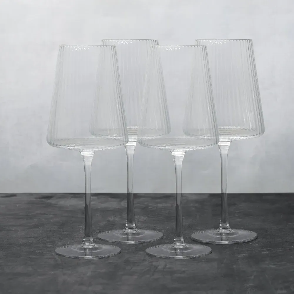 Enya Ribbed Wine Glasses 4 Pack - Clear