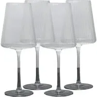 Enya Ribbed Wine Glasses 4 Pack - Clear