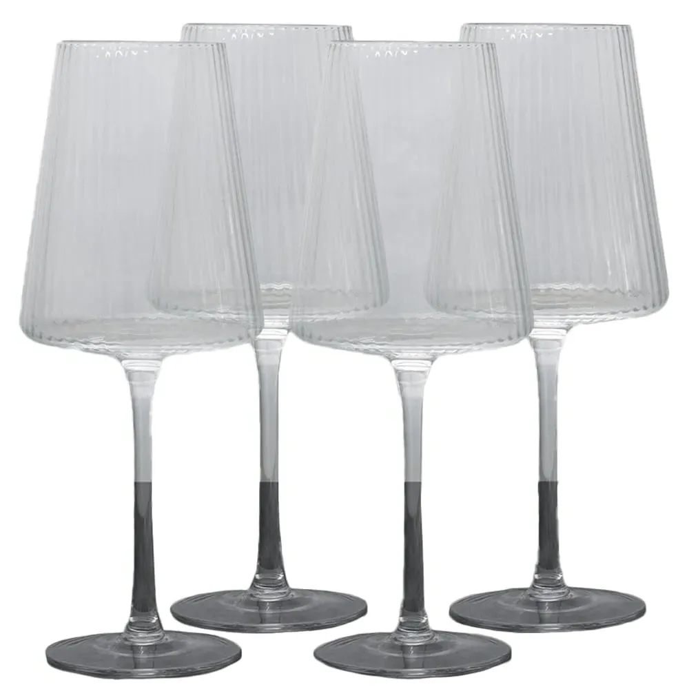 Enya Ribbed Wine Glasses 4 Pack - Clear