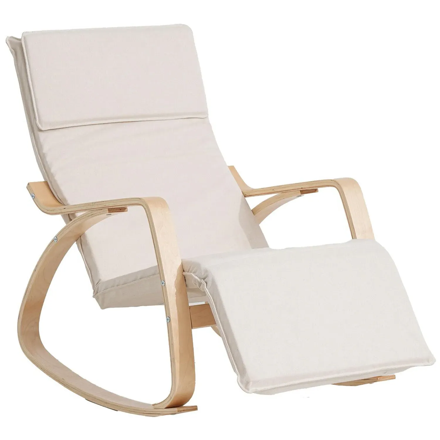Enzo Rocking Chair with Footrest - White, Bentwood Birch