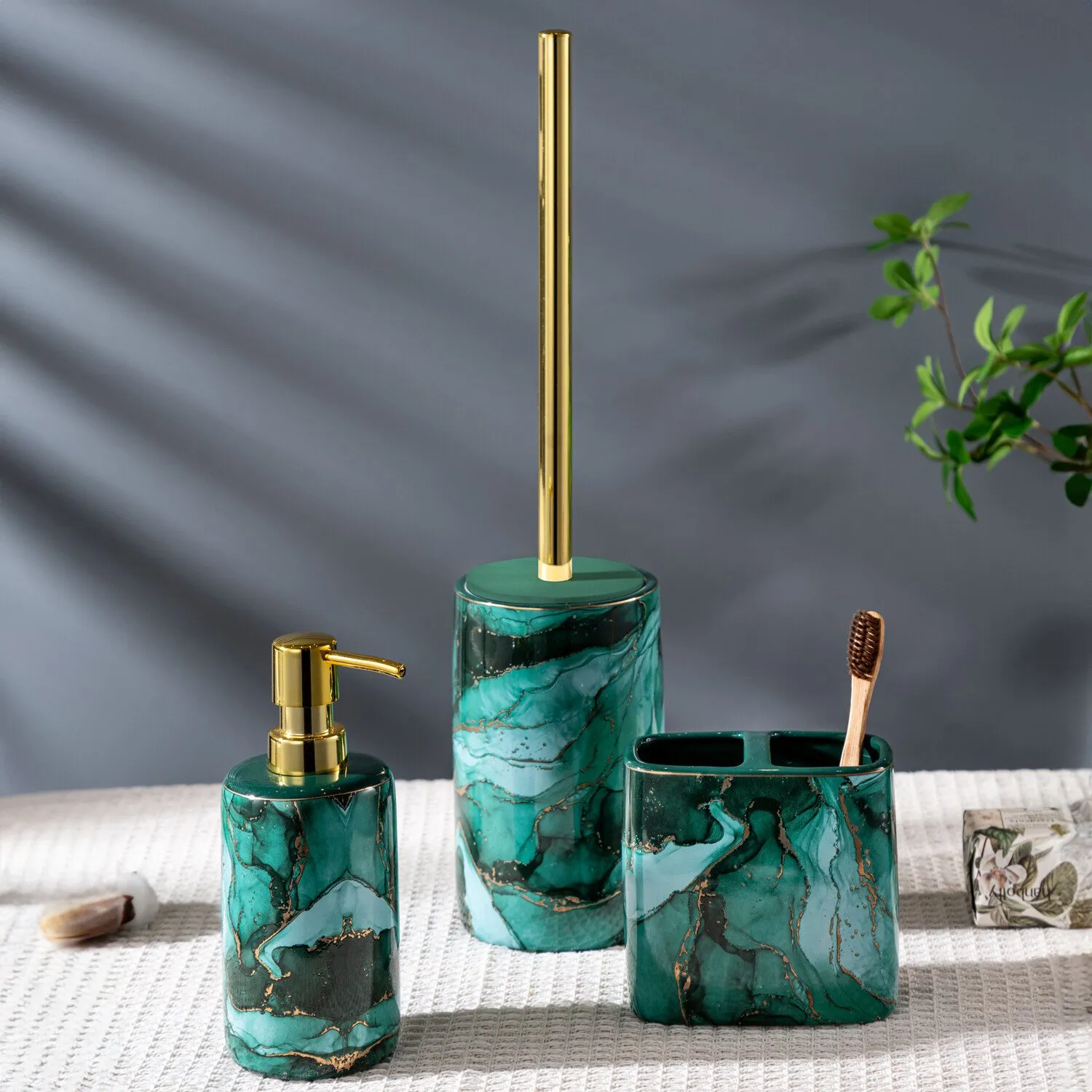 Esmae Marble Toothbrush Holder - Green
