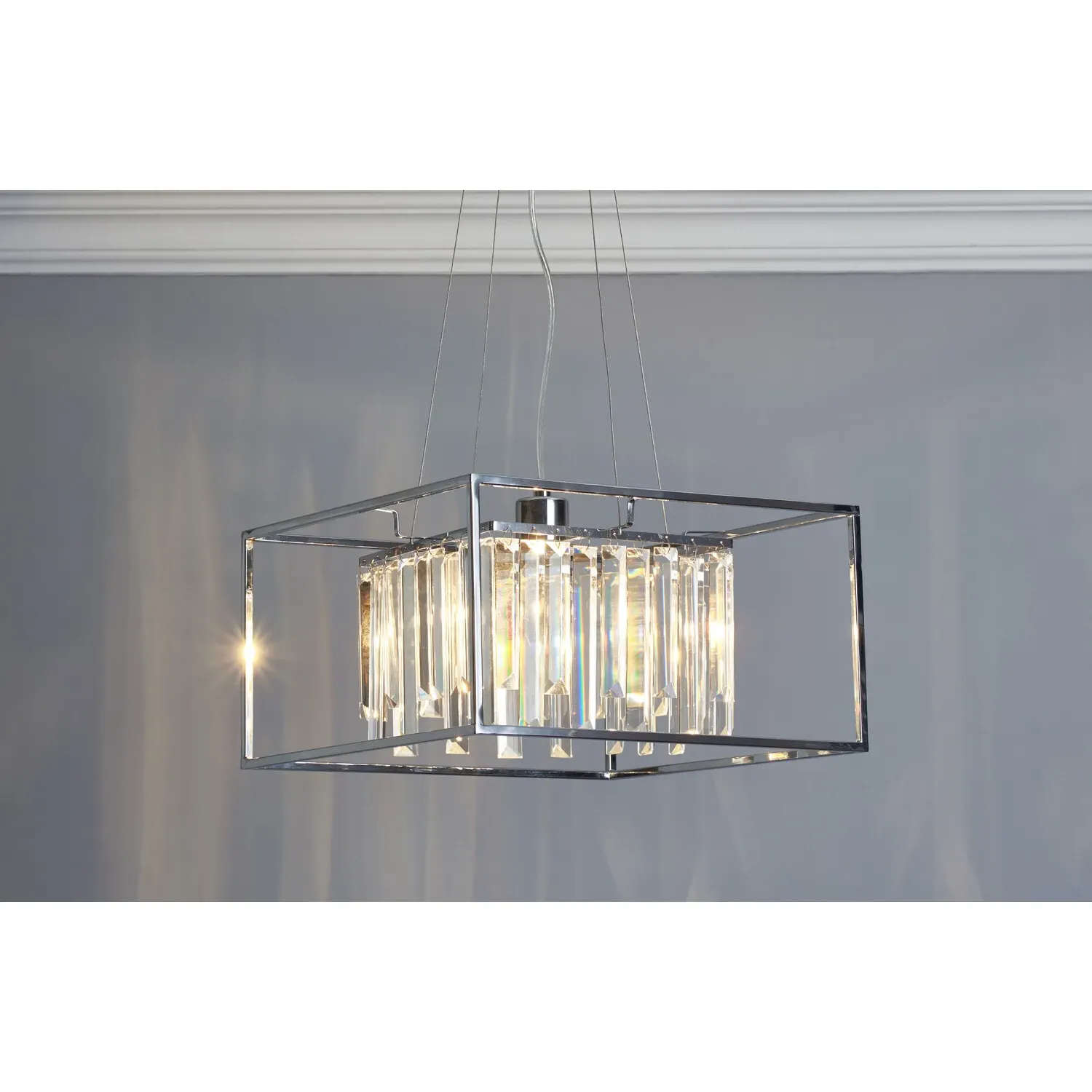 Esme Cube Crystal Ceiling Light - Chrome