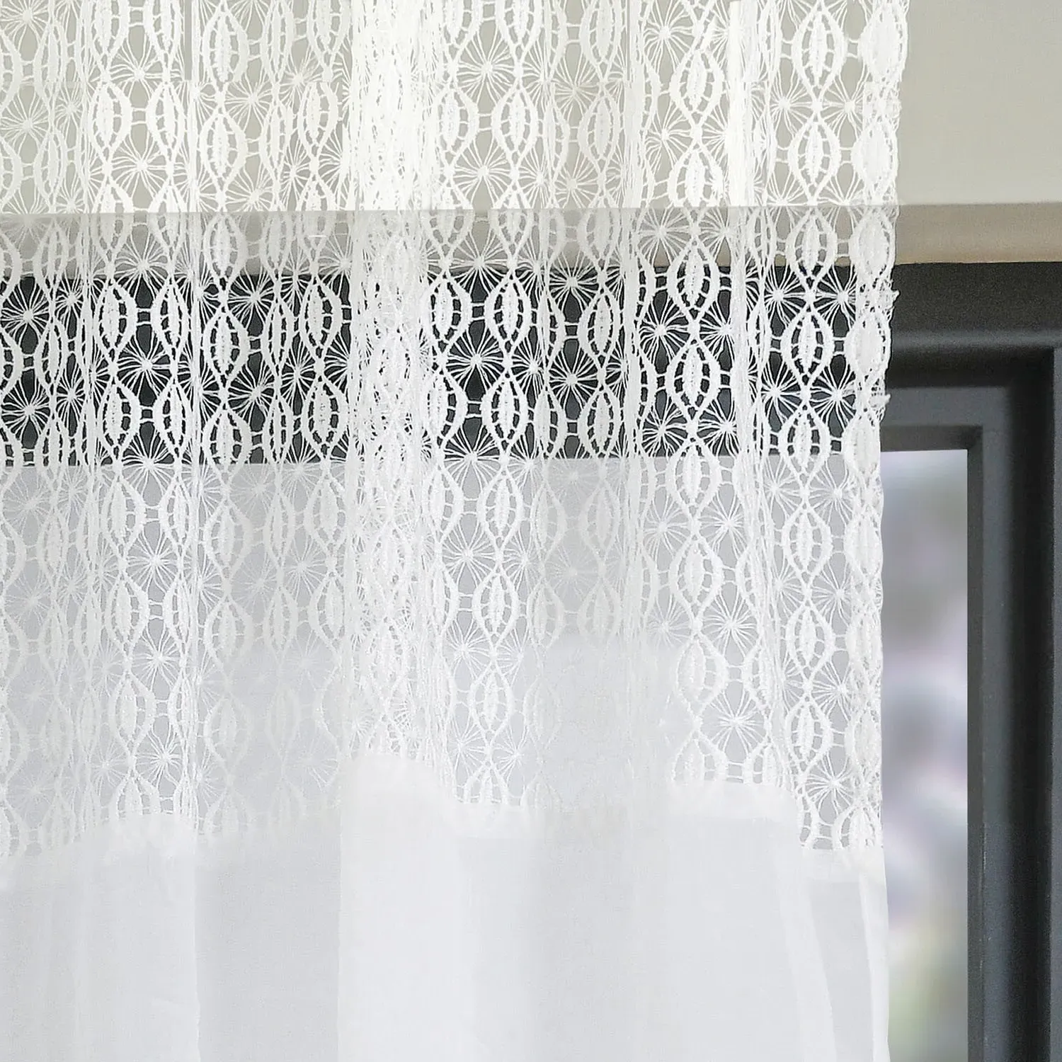 Esther Lace Voile Curtain - White