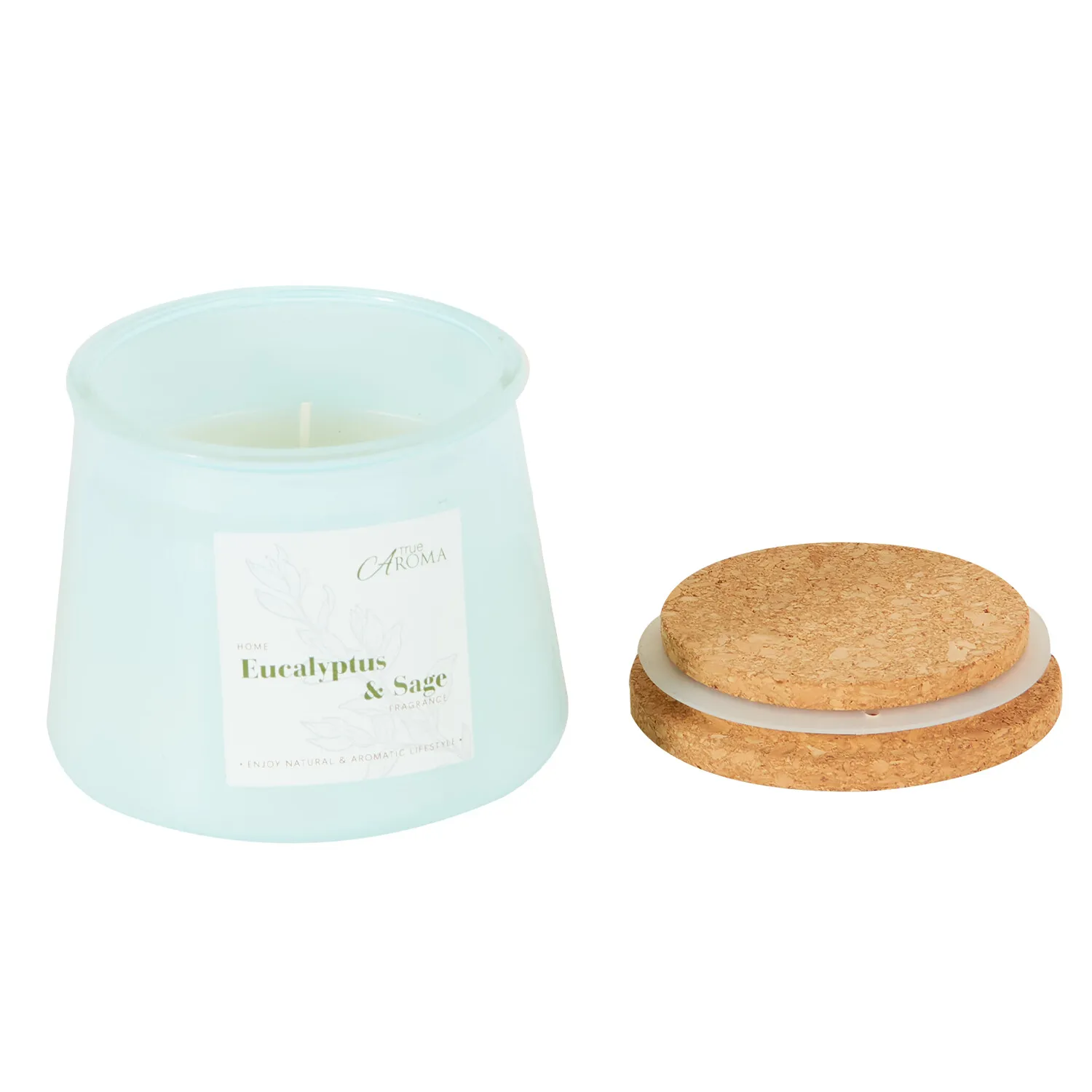 Eucalyptus and Sage Cork Candle - Blue