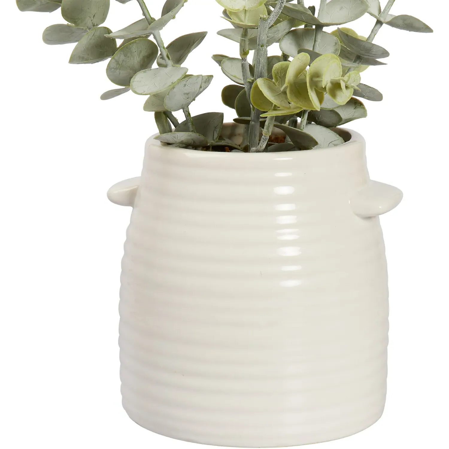 Eucalyptus Artificial Plant - White, Ceramic