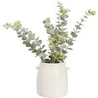 Eucalyptus Artificial Plant - White, Ceramic