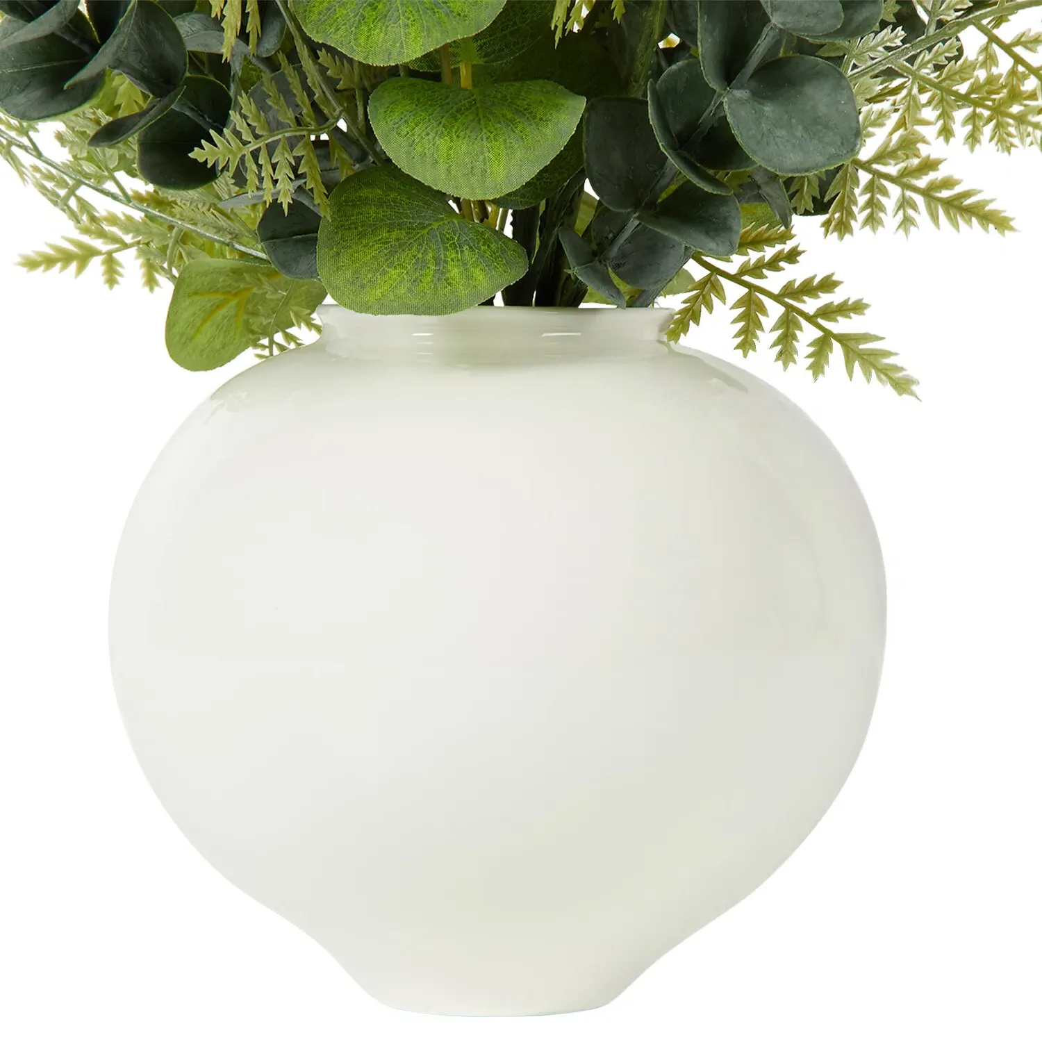 Eucalyptus in White Ceramic Pot - Green, White