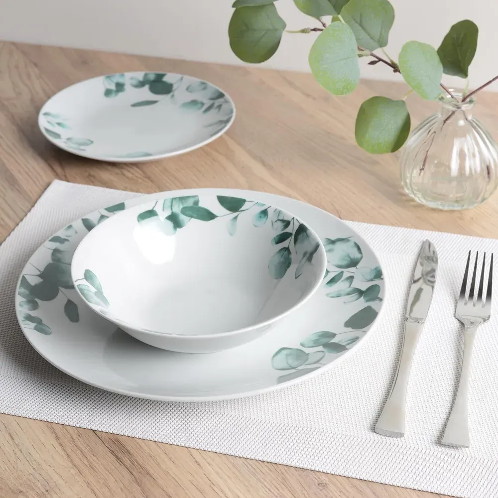 Eucalyptus White 12 Piece Dinner Set