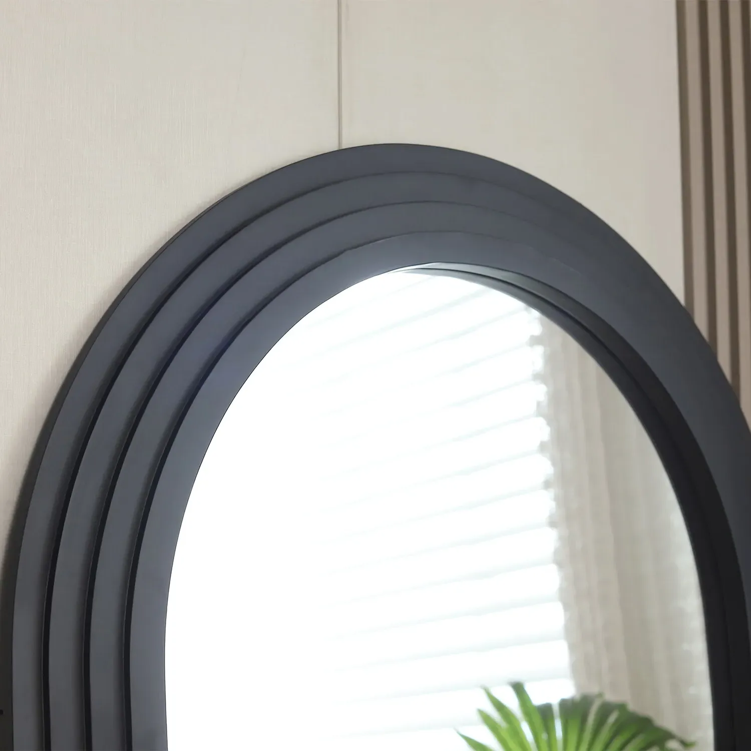 Evie Ridged Arch Lean Mirror - Black