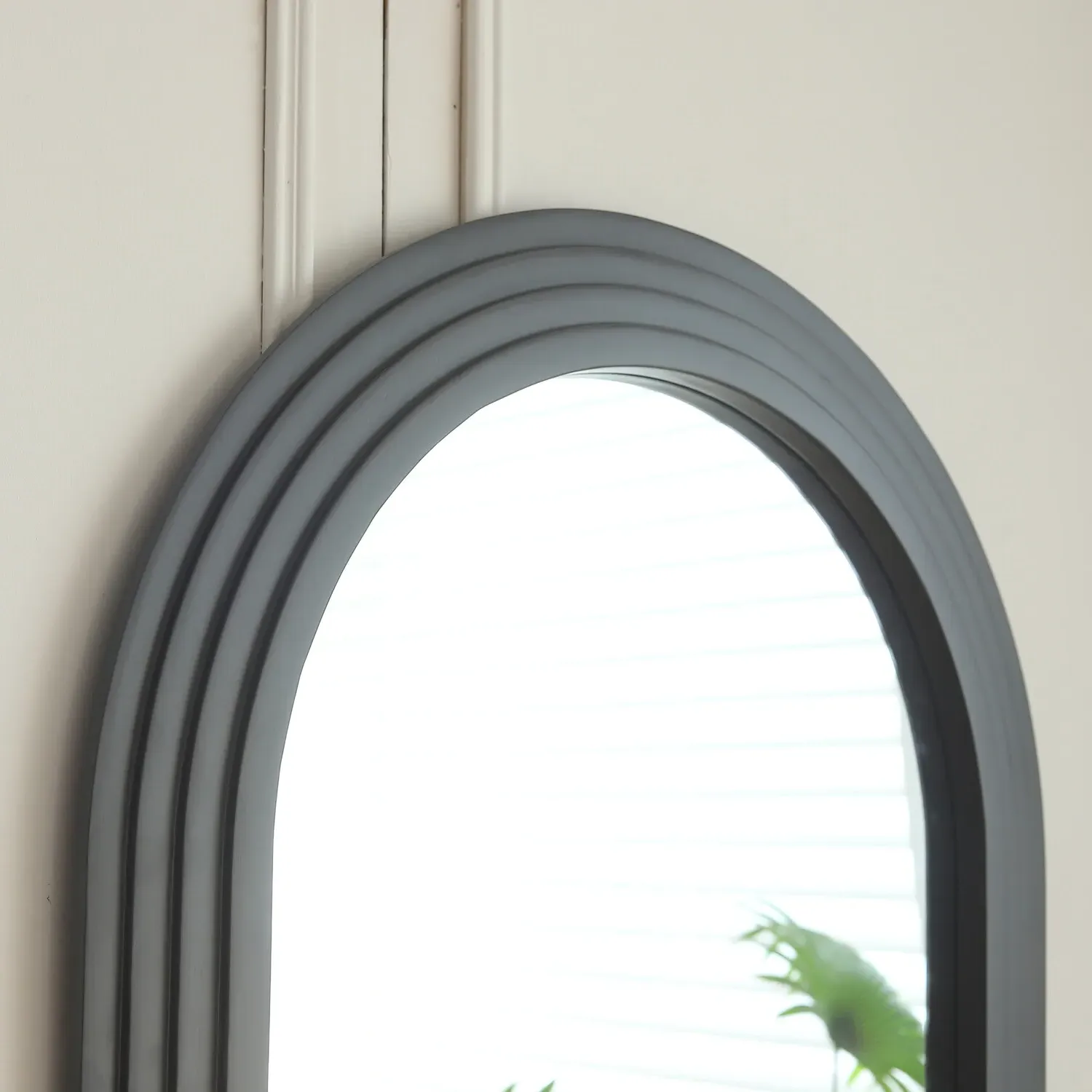 Evie Ridged Arch Lean Mirror - Charcoal