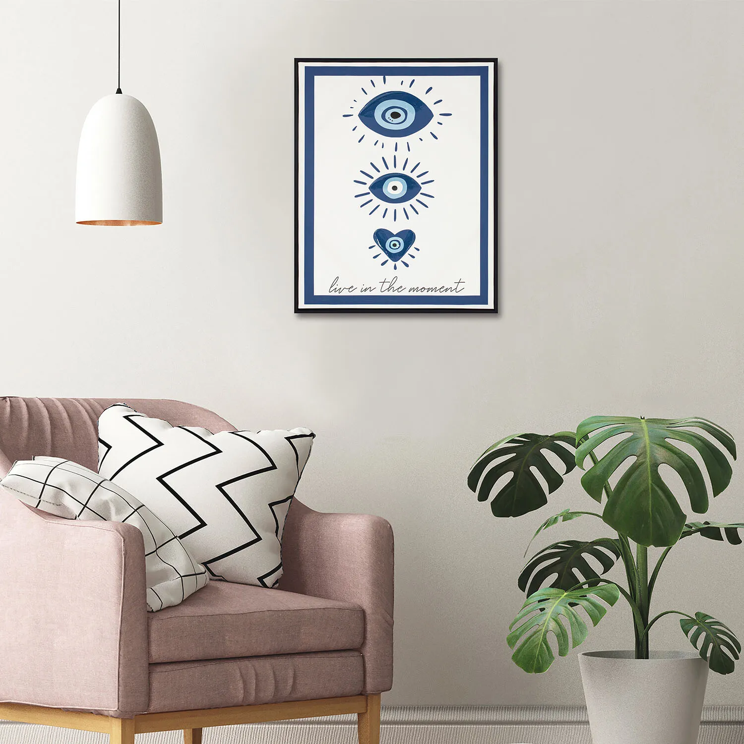Evil Eye Life Motto Framed Art - Multicolour