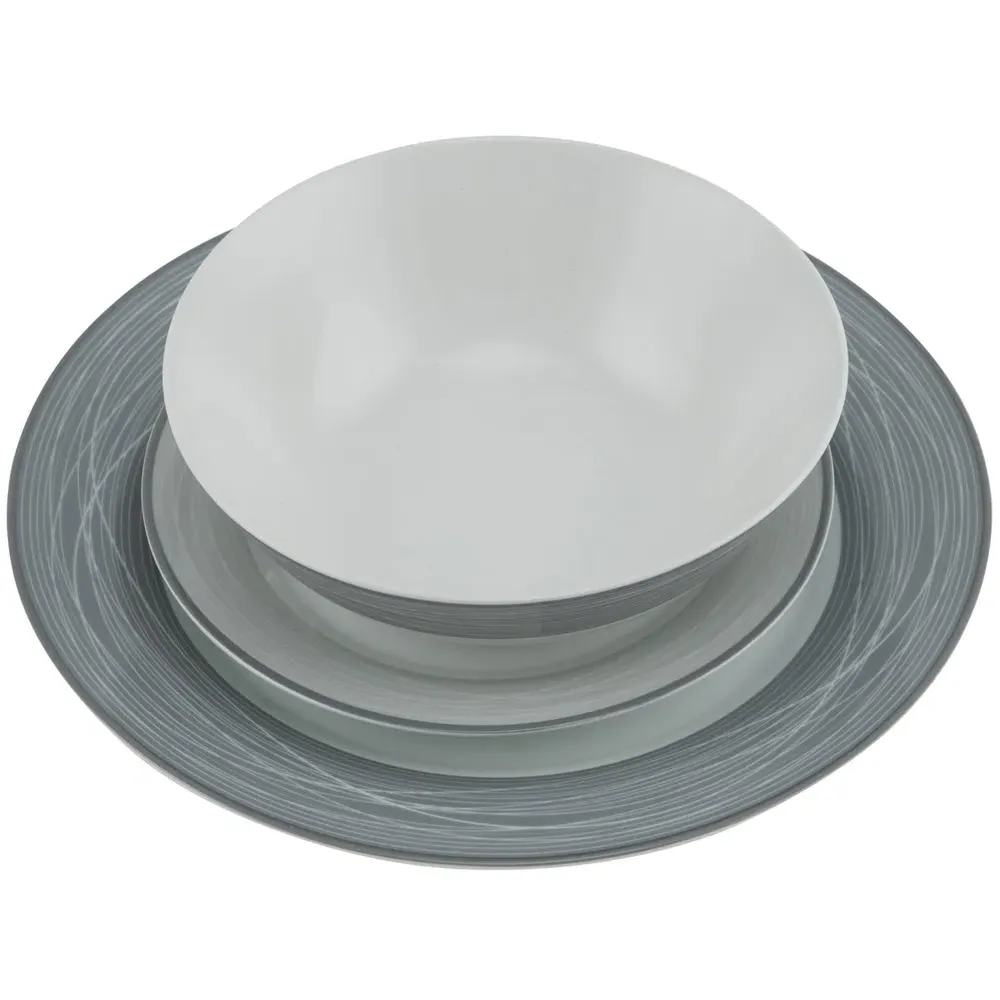 Evora 12 Piece Dinner Set - Grey, Porcelain