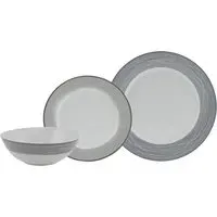 Evora 12 Piece Dinner Set - Grey, Porcelain