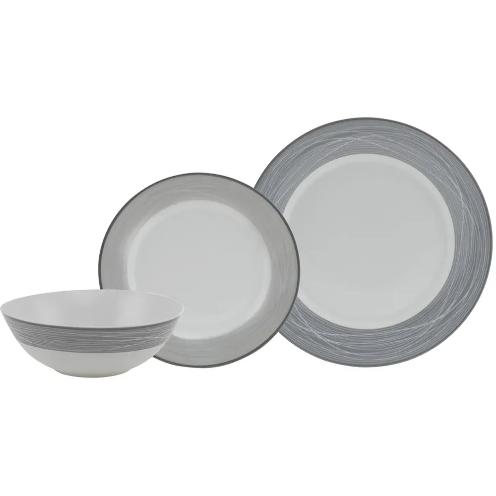 Evora 12 Piece Dinner Set - Grey, Porcelain