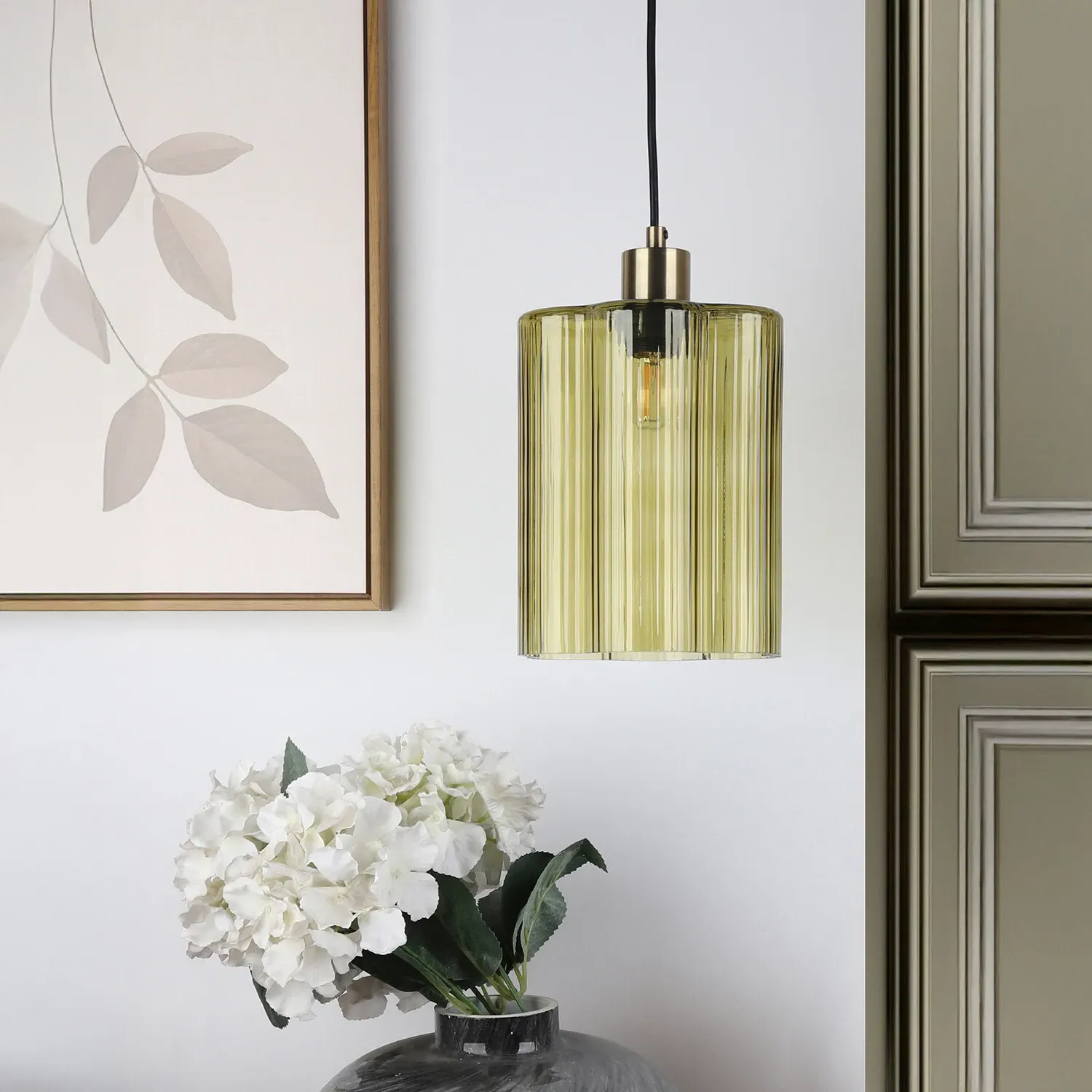Eylin Glass Pendant Light - Olive