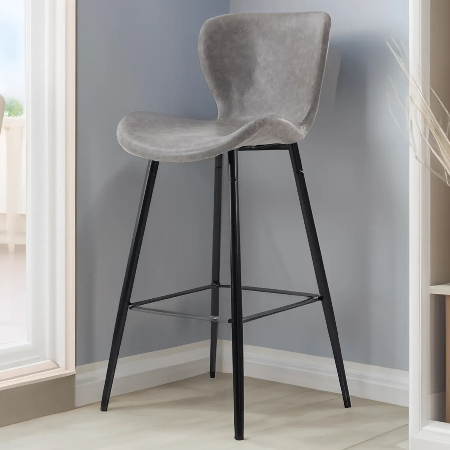 Ezra Bar Stool Set of 2 - Grey, Black image
