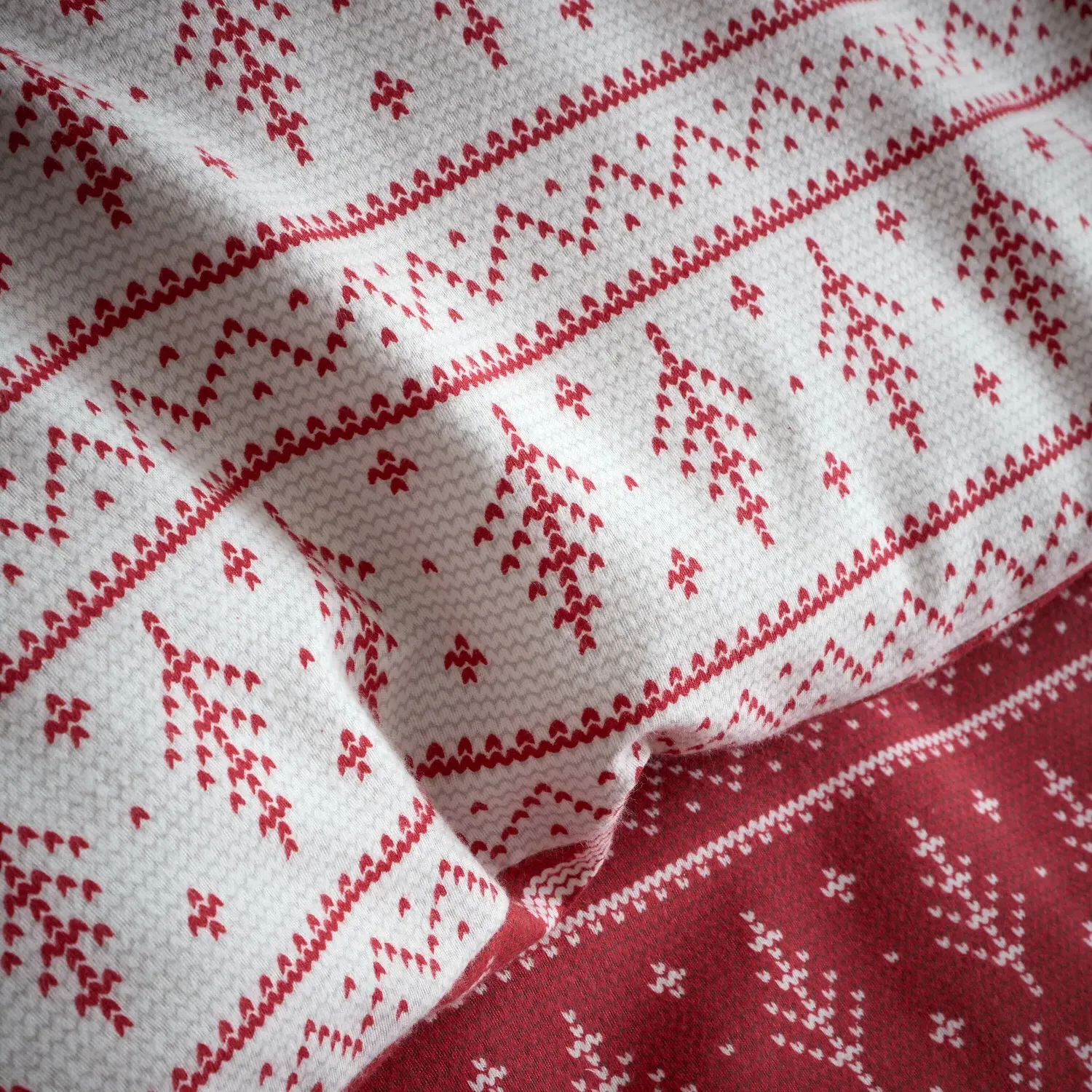 Fairisle King Size Duvet Set - Red, Cotton