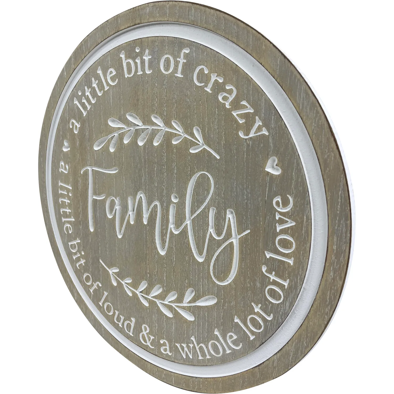 Family Love Round Plaque - Natural