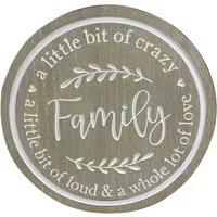 Family Love Round Plaque - Natural