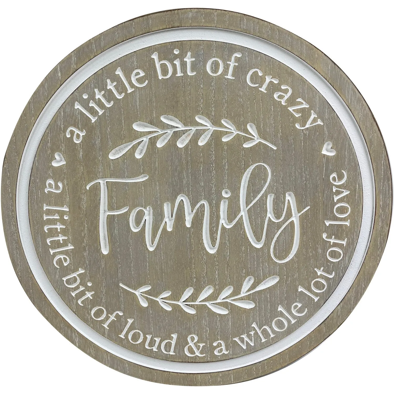 Family Love Round Plaque - Natural