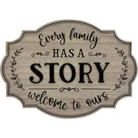 Family Story Welcome Wood Effect Plaque - Natural