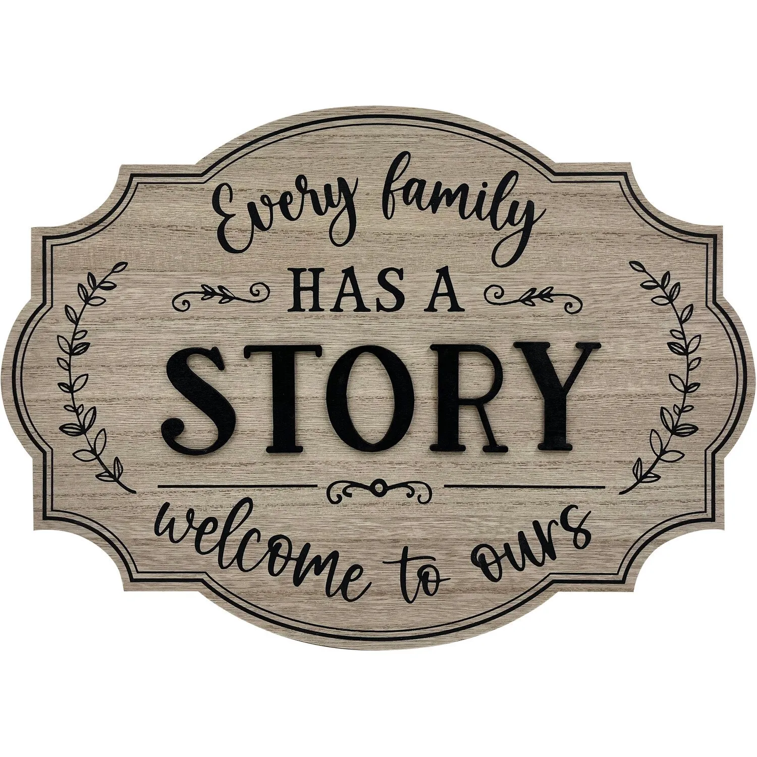 Family Story Welcome Wood Effect Plaque - Natural image