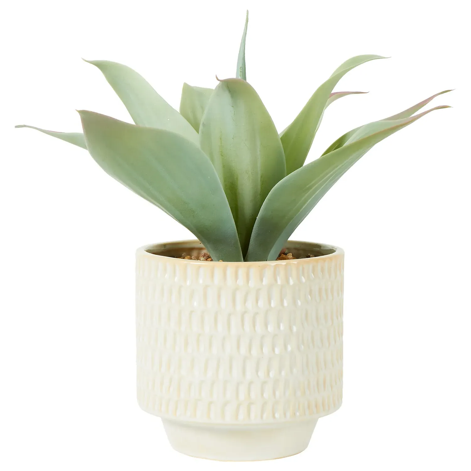 Faux Agave Plant in Dimpled Pot - Green