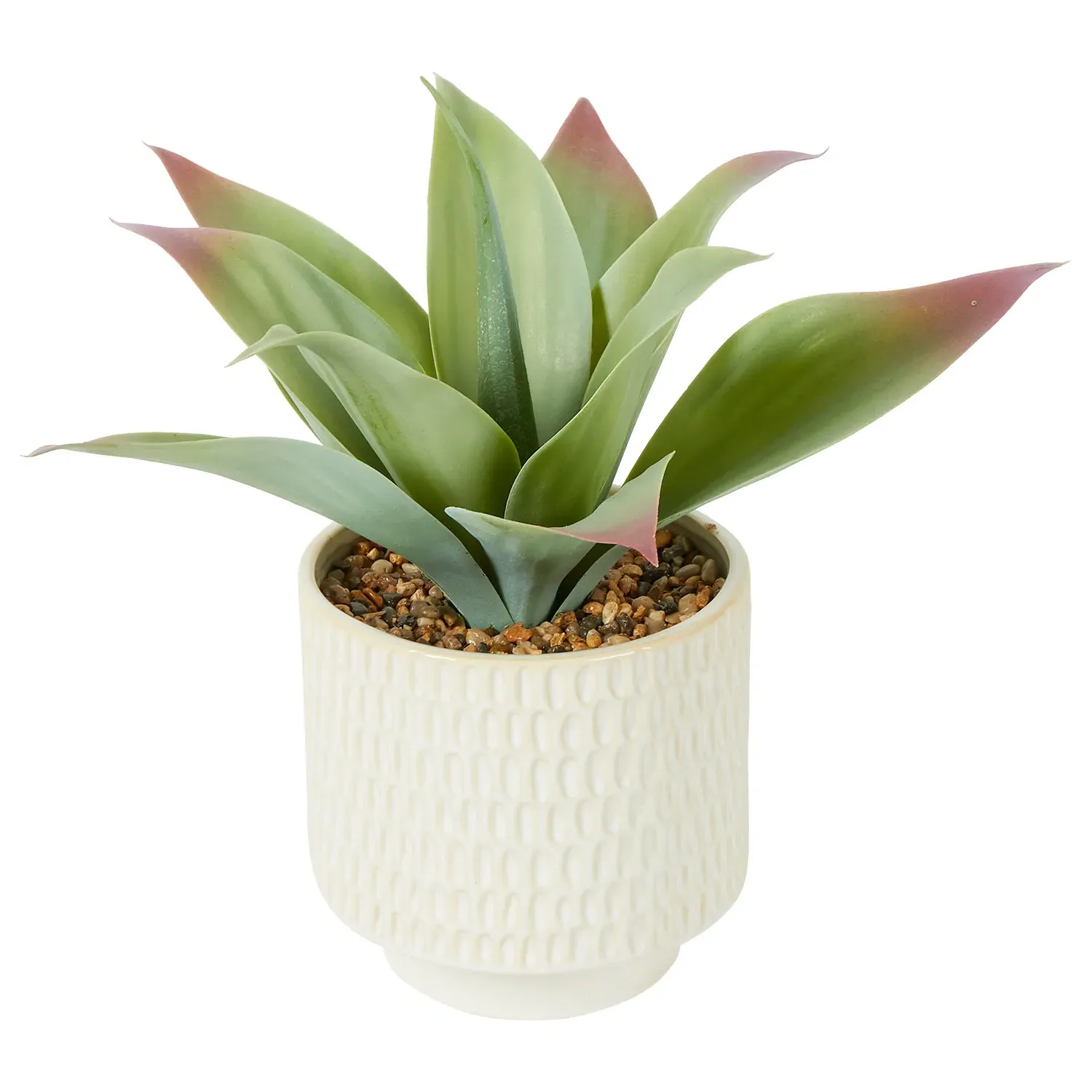 Faux Agave Plant in Dimpled Pot - Green