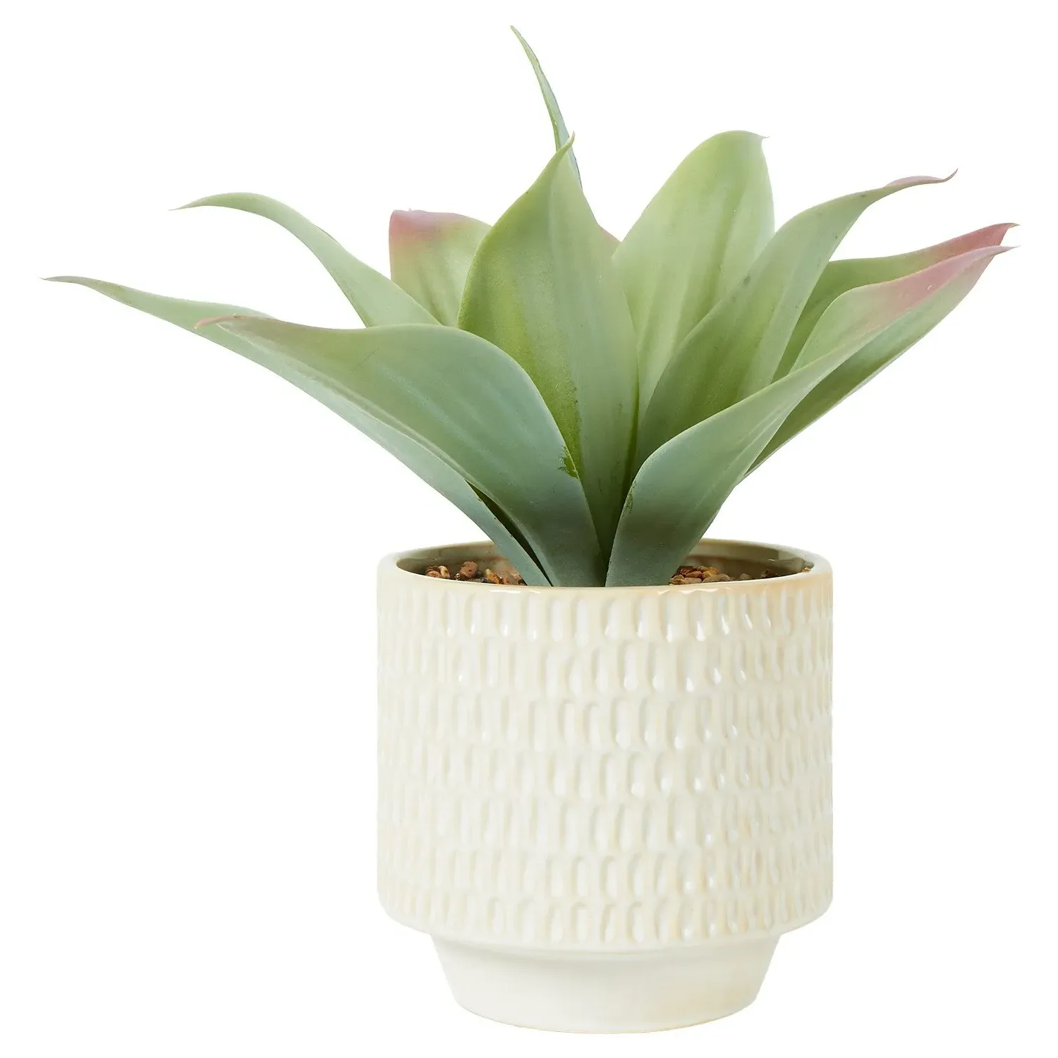 Faux Agave Plant in Dimpled Pot - Green image